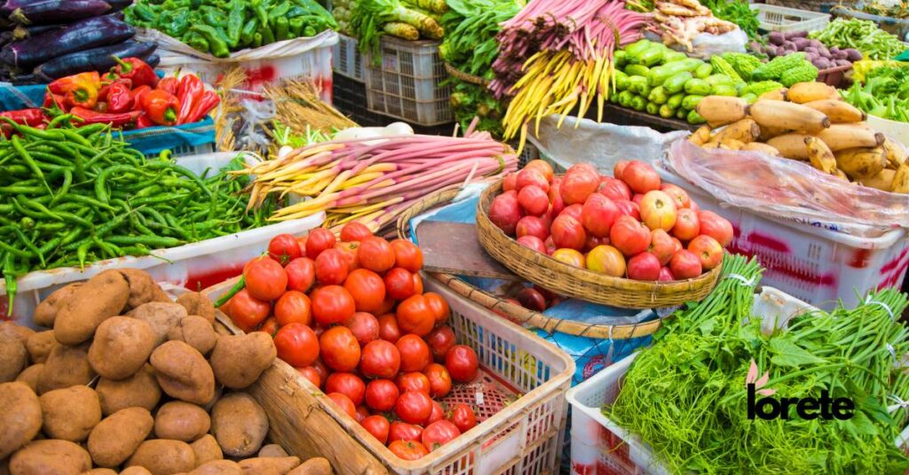 sezonowe warzywa i owoce targ warzywny