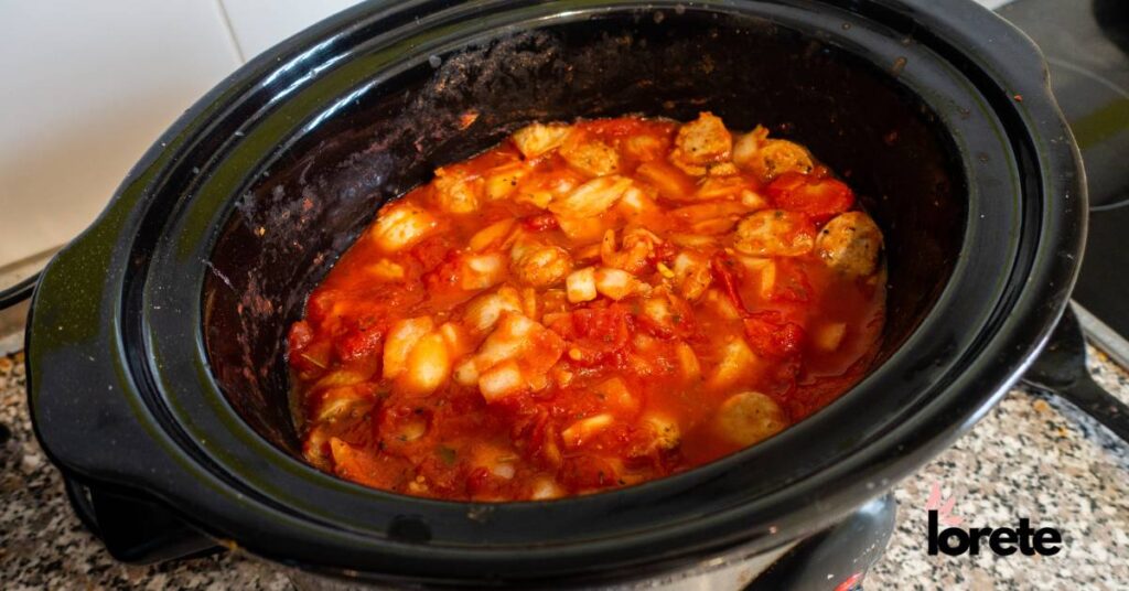 slow food wolnowar z kapustą i kiełbasą